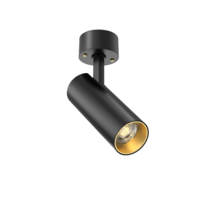 tubular 60 surface mount adjustable black with gold baffle