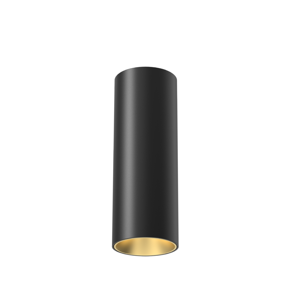 tubular 60 surface mount fixed black with gold baffle