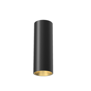 tubular 60 surface mount fixed black with gold baffle