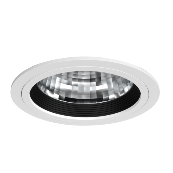 a classically designed recessed ceiling light with a white casing.