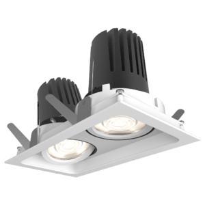 view 50 square double downlight white
