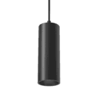track mounted tubular 60 pendant fixed black with black baffle