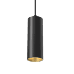 track mounted tubular 60 pendant fixed black with gold baffle