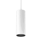 track mounted tubular 60 pendant fixed white with black baffle