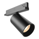 A track ceiling spit light in black with an LED bulb.